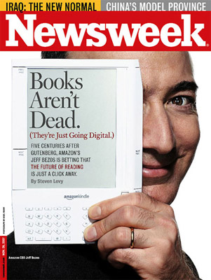 Amazon Kindle with Jeff Bezos on Newsweek cover