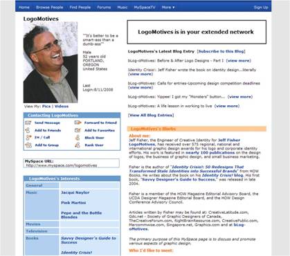 Image of LogoMotives MySpace page